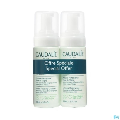 CAUDALIE VINOCLEAN MOUSSE REIN.FLEUR VIGNE 2X150ML