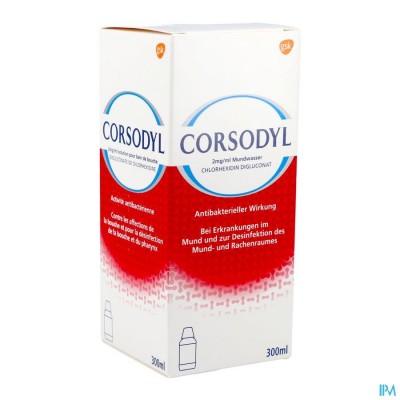 CORSODYL 2MG/ML MONDSPOELING OPLOSSING 300ML