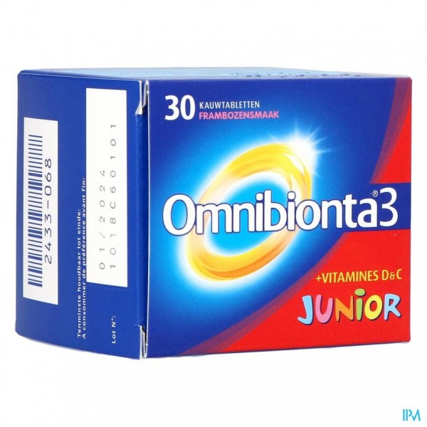OMNIBIONTA-3 JUNIOR FRAMBOOS KAUWTABLETTEN 30